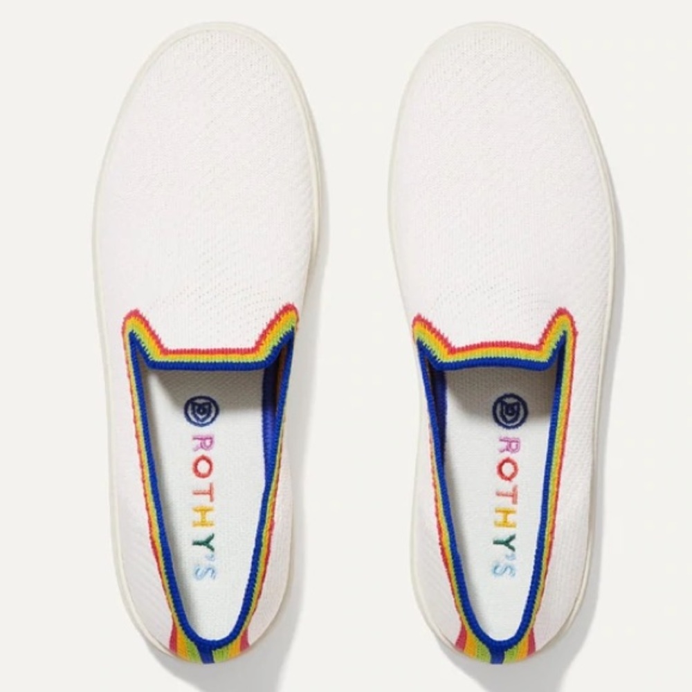 Rothy’s The Sneaker White Rainbow NWOT